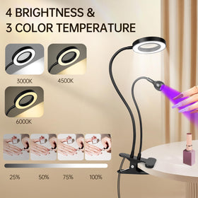 Close-up of AORAEM LED UV Nail Lamp 6X magnifier feature