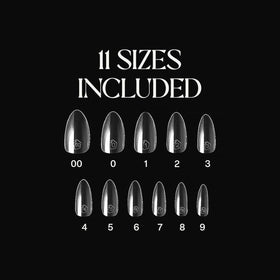 Close-up of APRÉS Gel-X nail tips showing various sizes from 00 to 9