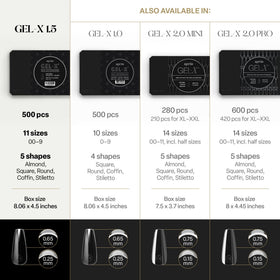 Close-up of APRÉS Gel-X tips showing size range from 00 to 9