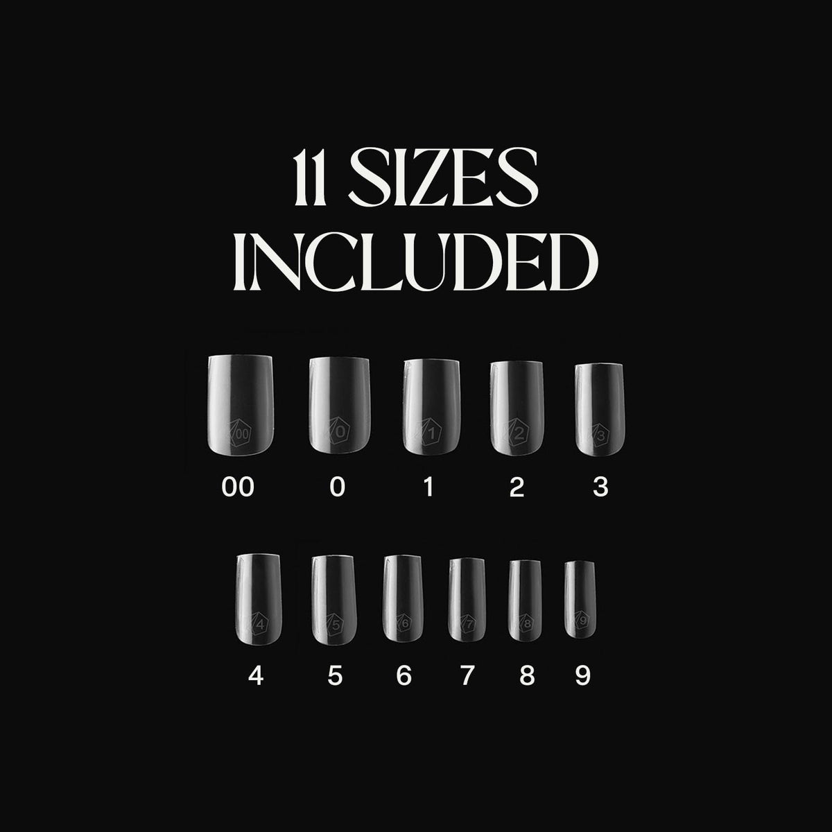 Close-up of APRÉS Gel-X tips showing various sizes from 00 to 9