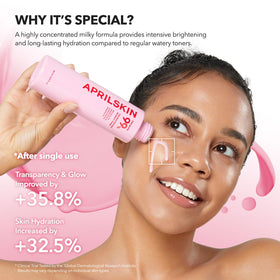 Close-up of APRILSKIN TXA Niacinamide Pink Milky Toner texture