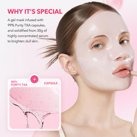 Close-up of APRILSKIN TXA Pink Capsule Gel Mask texture