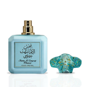 Close-up of Ard Al Zaafaran Iced Petal Eau de Parfum bottle