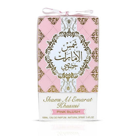 Close-up of Ard Al Zaafaran Pink Blush Eau de Parfum bottle