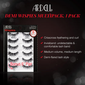 Close-up of Ardell Demi Wispies lashes showing staggered lengths