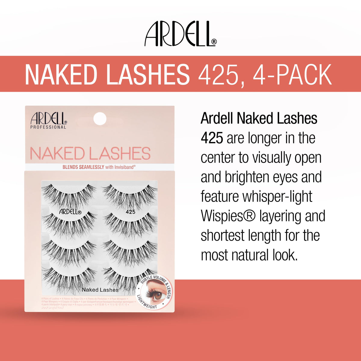 Close-up of Ardell Naked Lashes 425 soft wispies