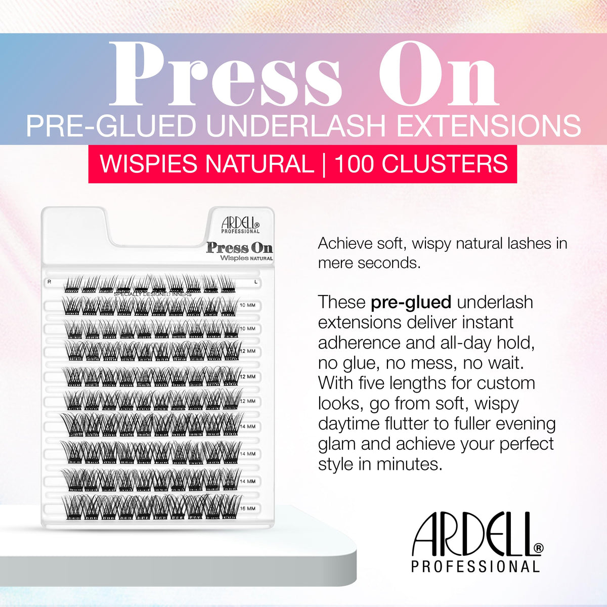 Close-up of Ardell Press On Lashes Wispies Natural clusters
