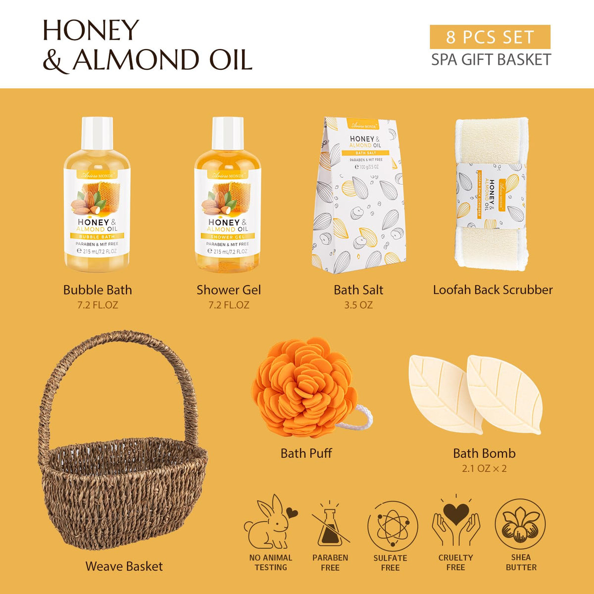 Close-up of ArioseMonde Honey Almond body lotion in basket