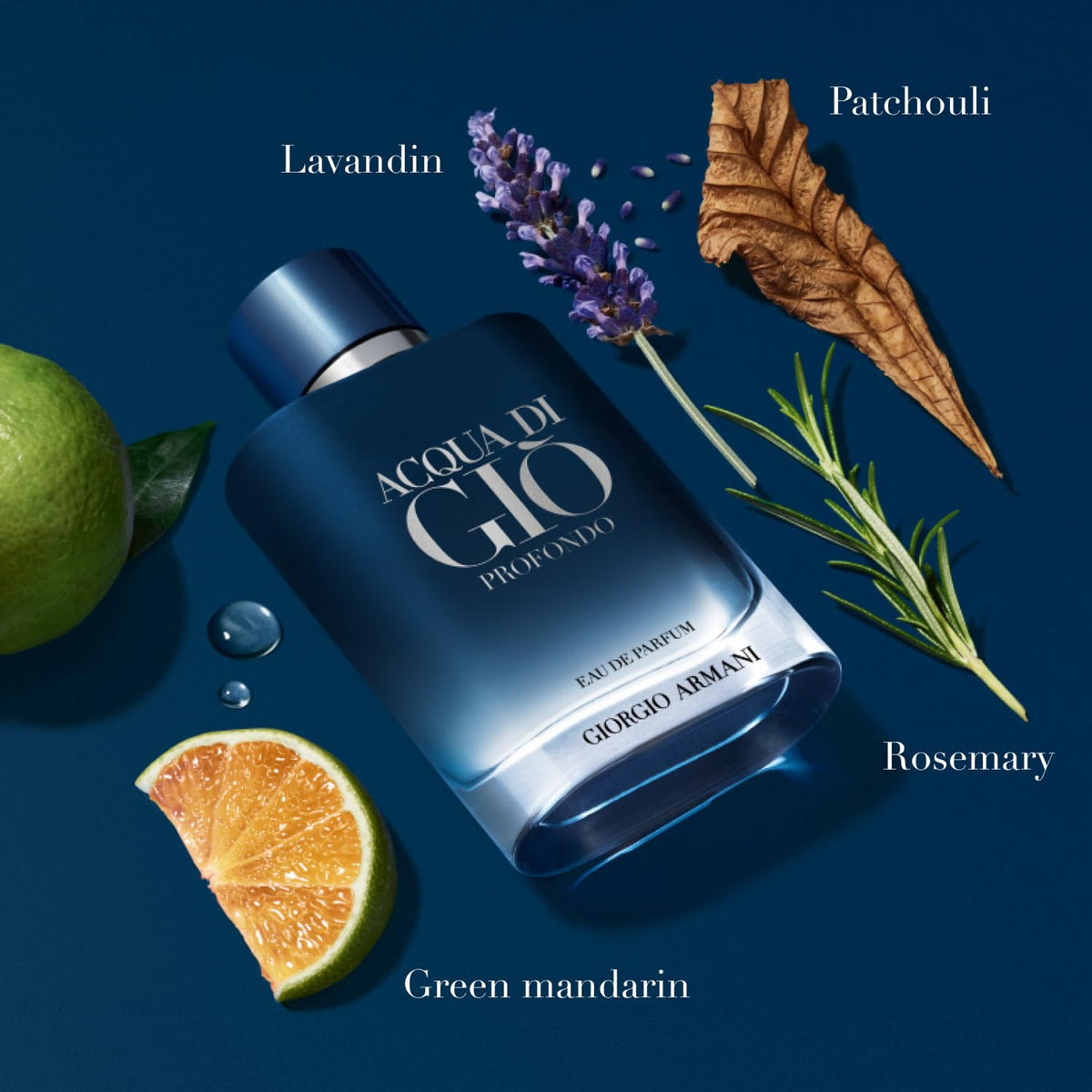 Close-up of Armani Acqua di Giò mini bottles showing labels