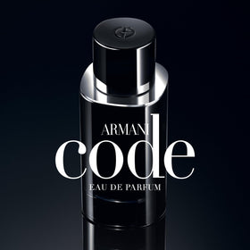 Close-up of Armani Code Eau de Parfum bottle design