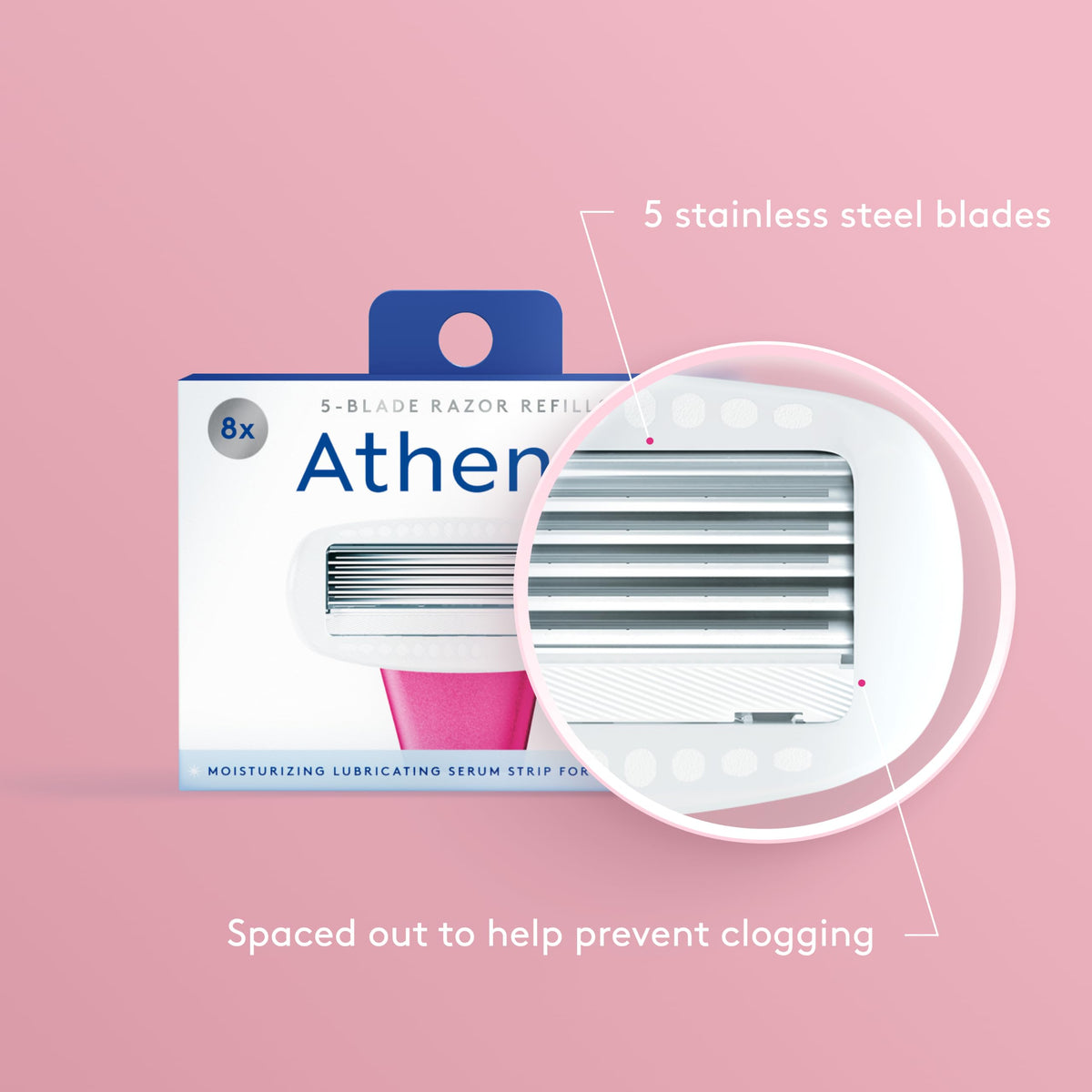 Close-up of Athena Club Razor Blade infused with shea butter