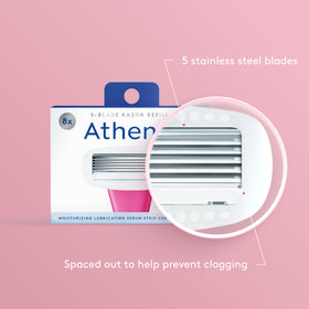 Close-up of Athena Club Razor Blade infused with shea butter