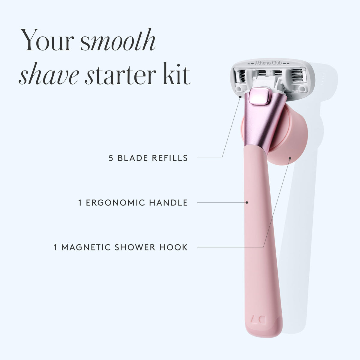 Close-up of Athena Club razor blade with serum infusion