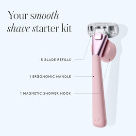 Close-up of Athena Club razor blade with serum infusion