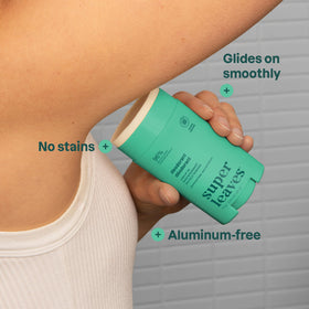 Close-up of ATTITUDE Aluminum Free Deodorant ingredients list