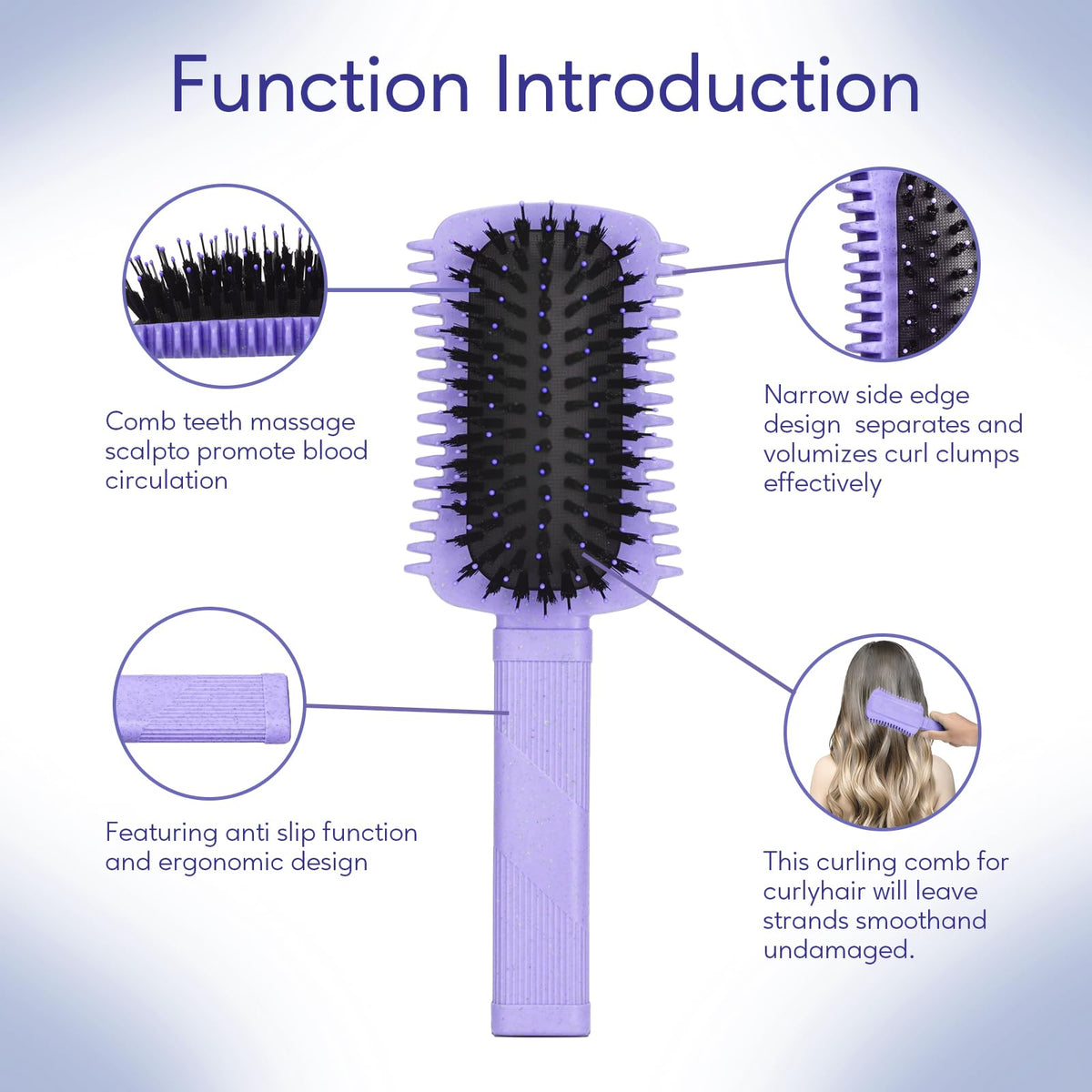 Close-up of Auhrjomra Curl Defining Brush bristles