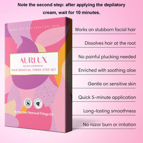 Close-up of Aurlux Hair Remover Cream packaging details