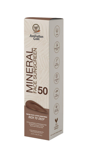 Close-up of Australian Gold SPF 50 Tinted Mineral Face Sunscreen Rich-Deep texture