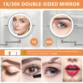 Close-up of Auxmir 30X magnifying side for detailed makeup application
