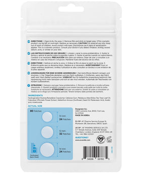 Close-up of AVARELLE Hydrocolloid Acne Cover Patches on skin