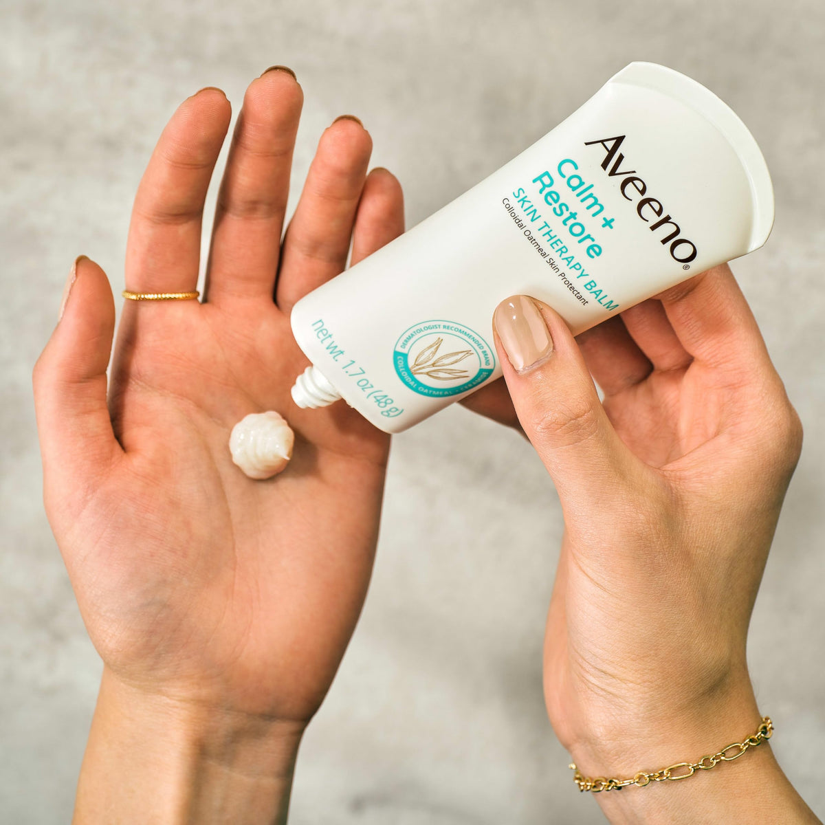 Close-up of Aveeno Calm + Restore Skin Therapy Balm texture