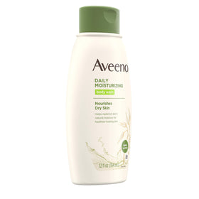 Close-up of Aveeno Daily Moisturizing Body Wash bottle