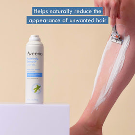 Close-up of Aveeno shave gel lather on skin