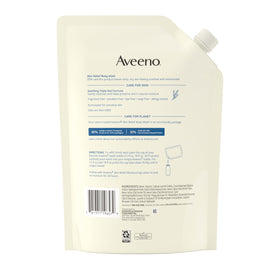 Close-up of Aveeno Skin Relief Body Wash texture on a hand