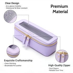 Close-up of Aveniee Clear Makeup Brush Bag showing saffiano texture