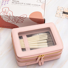 Close-up of Aveniee XL Clear Makeup Organizer zipper detail