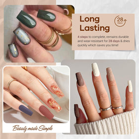 Close-up of AZUREBEAUTY dip powder colours in dark green and grey