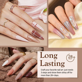 Close-up of AZUREBEAUTY dip powder colours in neutral shades