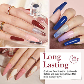 Close-up of AZUREBEAUTY dip powder colours in various shades