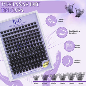 Close-up of B&Qaugen cluster eyelash extensions