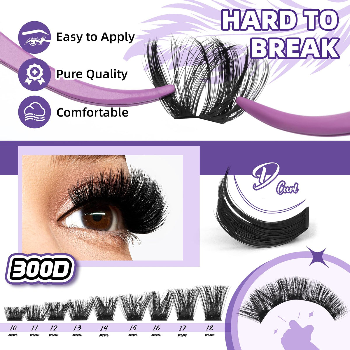 Close-up of B&Qaugen eyelash clusters showing texture