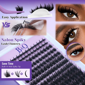 Close-up of B&Qaugen high-spike lash clusters