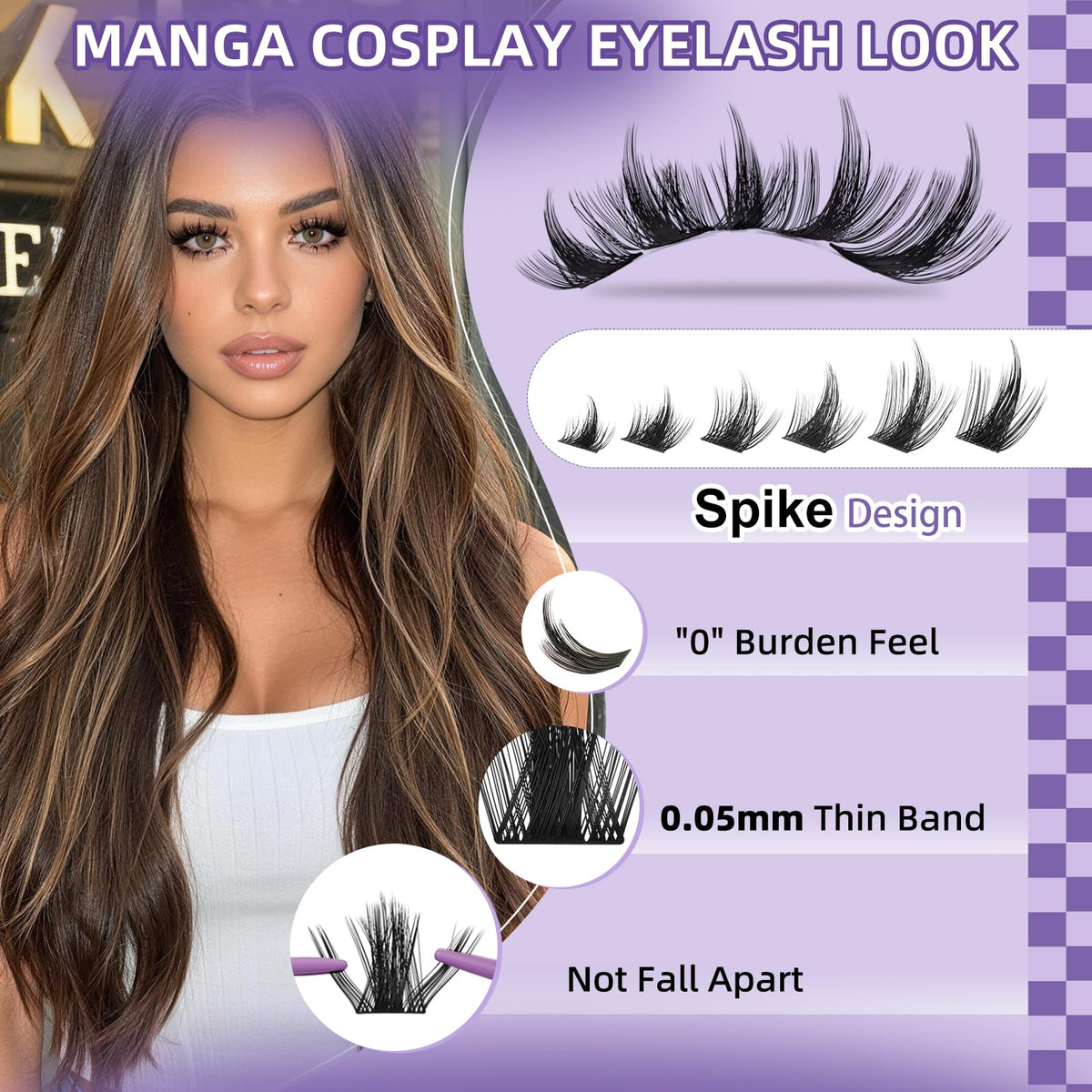 Close-up of B&Qaugen Manga Lash Clusters showing fluffy and spiky design