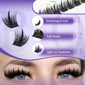Close-up of B&Qaugen Manga Lash Clusters showing ultra-thin base