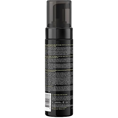 Close-up of B.TAN Dark Self Tanner foam bottle