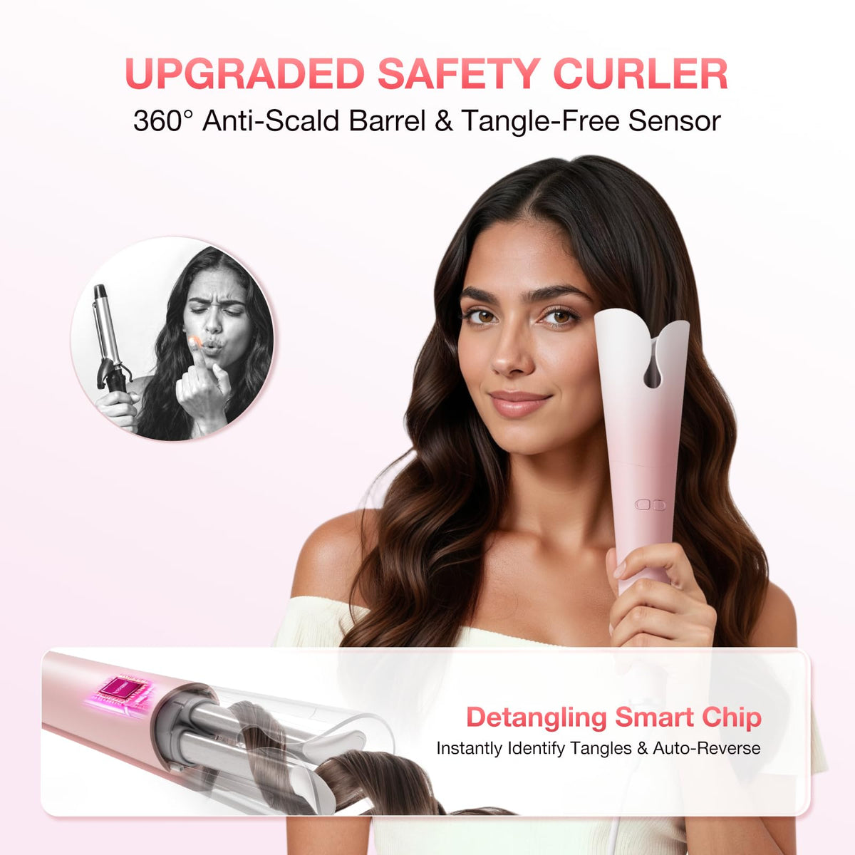 Close-up of BABONIR Automatic Curling Iron heat settings