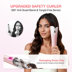 Close-up of BABONIR Automatic Curling Iron heat settings