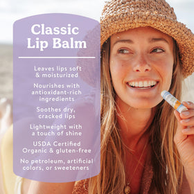 Close-up of Badger Lavender Orange Lip Balm tube