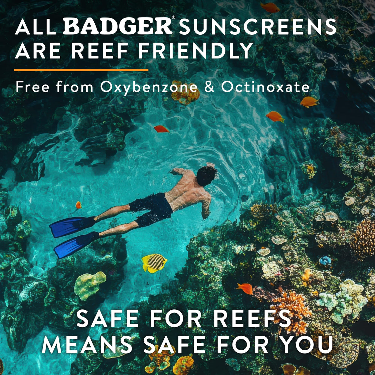 Close-up of Badger SPF 50 Daily Mineral Sunscreen application on skin