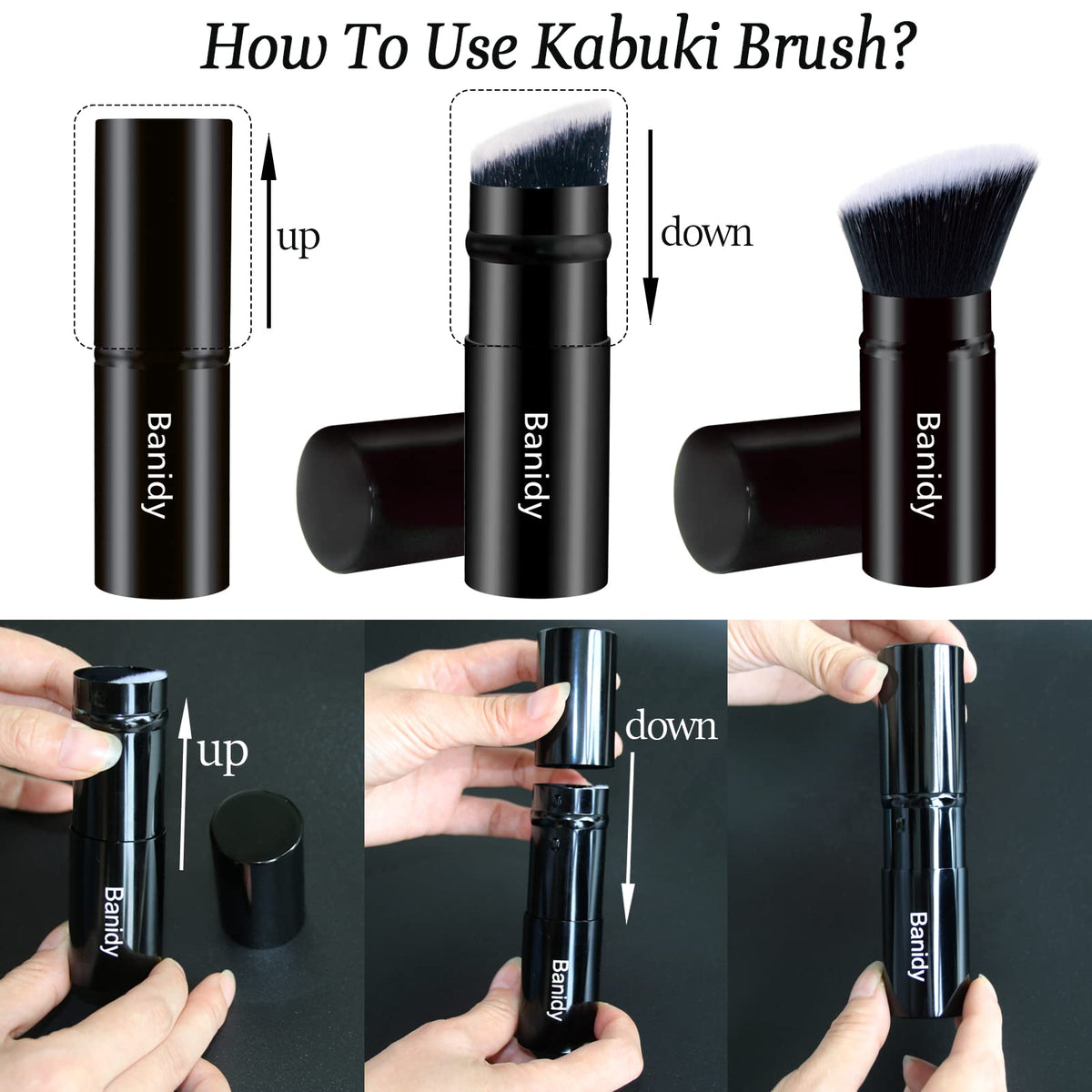 Close-up of Banidy Kabuki Brush bristles for smooth application
