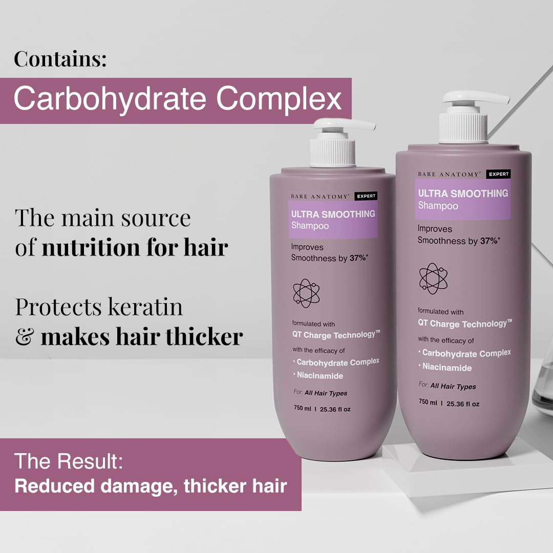 Close-up of Bare Anatomy Ultra Smoothing Shampoo bottle