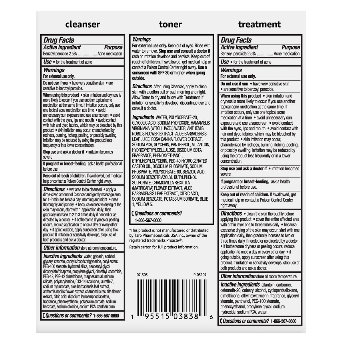 Close-up of Basics 3-Step Acne Remedy System Toner label