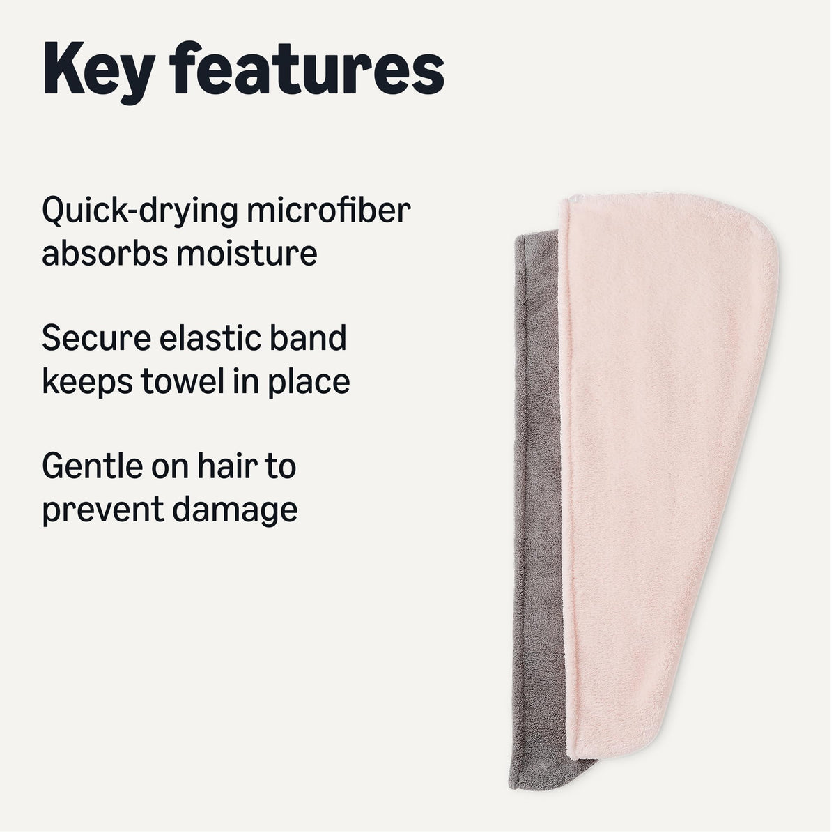 Close-up of Basics Quick Dry Microfiber Hair Towel Wrap elastic band