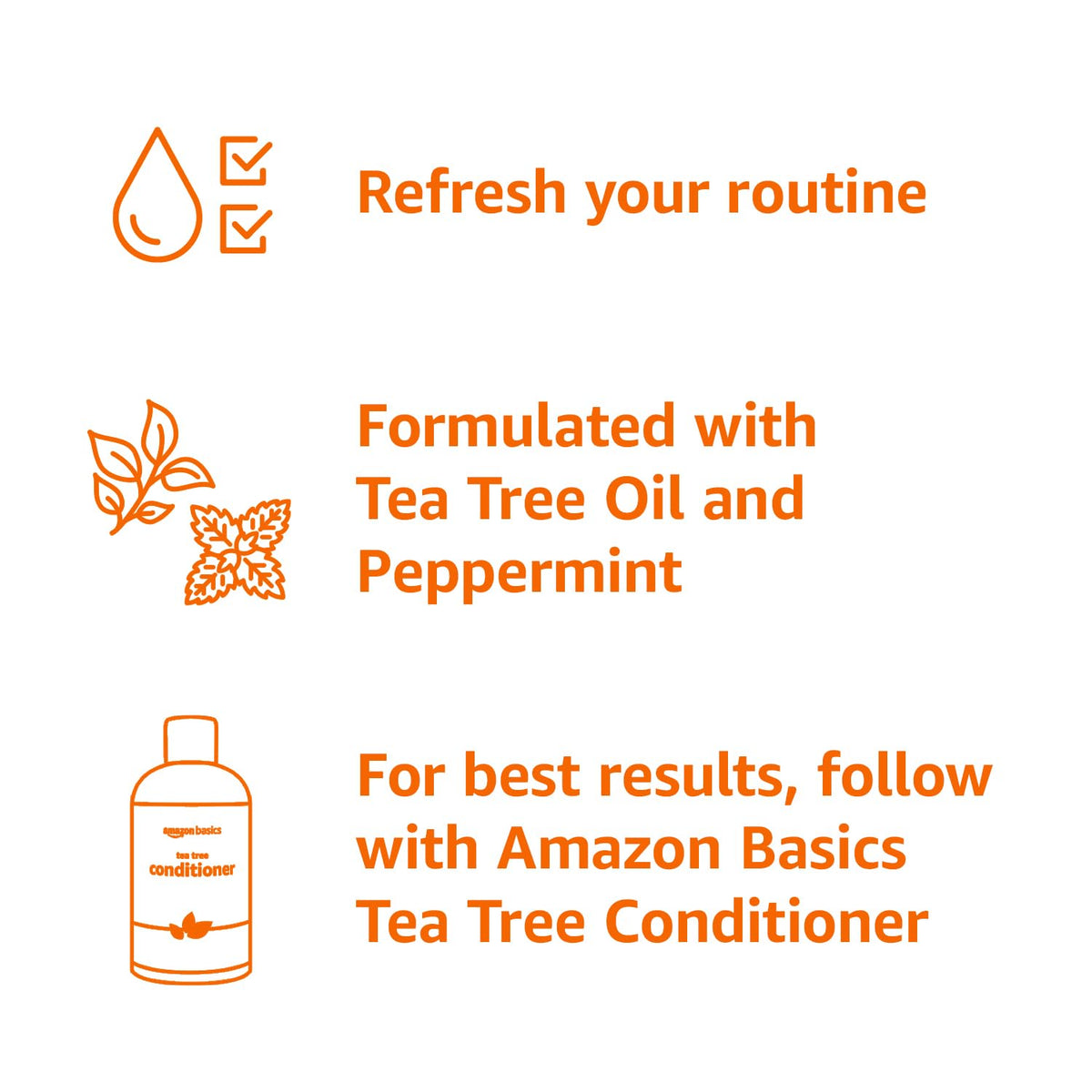 Close-up of Basics Tea Tree Oil Shampoo label