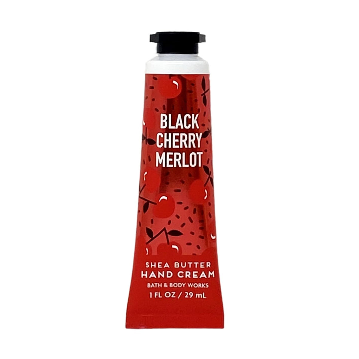 Close-up of Bath & Body Works Black Cherry Merlot Hand Cream packaging