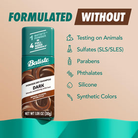 Close-up of Batiste Dark Powder Dry Shampoo powder texture